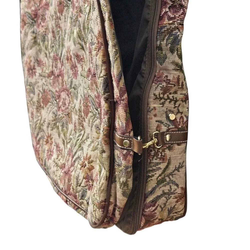 Jaguar Floral Tapestry Garment Bag Vintage Travel Suit Dress Carrier Multicolor